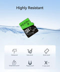 Five 32GB Micro SD Cards With SD Adapters UHS I C10 U1 High Speed Memory Cards for devices, waterproof and dust-proof illustration.
