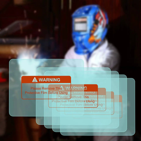 Tough As Nails Welding Helmet Outer Cover Lenses No Fuss Polycarbonate Replacement Shields For Darkening Filters with warning labels