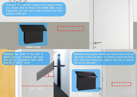 Installation guide for Through The Wall Mail Drop Chute Adjustable Two Piece Steel Deposit Slot For Documents Letters Payments Keys