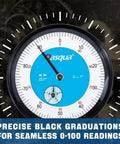 Close-up of Industrial Dial Indicator with Boss Level Precision, 0 to 1 Inch Measuring Range, 2.25 Inch Dial, black graduations