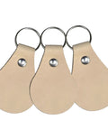 Fresh Veg Tan Leather Key Fobs In A Ten Pack With Pre Assembled Hardware ready for stamping, featuring three key fobs.