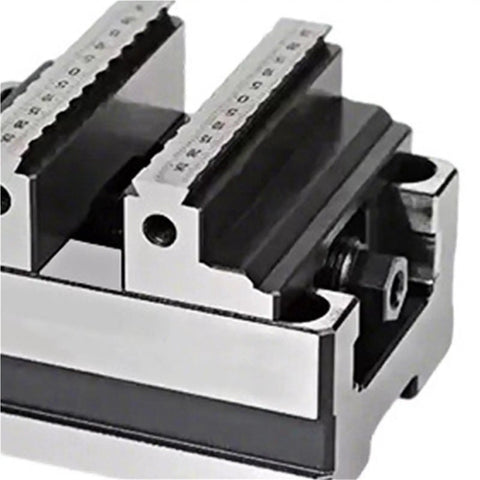 Close-up of a sturdy CNC turntable fixture jaws, showcasing clamping range for secure metal bending tasks. Level Up Your Machine Shop Setup With This Sturdy Cnc Turntable Fixture Acting As A Self Centering Concentric Vise And Dependable Adjustable Pliers Clamp For Hassle Free Metal Bending Tasks.