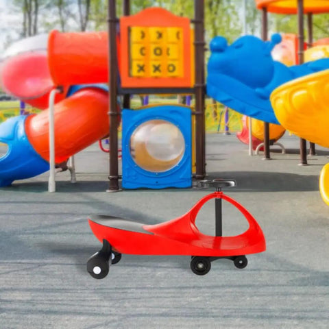 Red Wiggle Car Ride On Toy For Ages 3 And Up No Batteries Gears Or Pedals Just Twist Wiggle And Go in playground setting