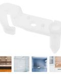 Heavy Duty Plastic Freezer Door Stop For Fridge Repair, durable white plastic hinge catch holder, designed to prevent door slamming.