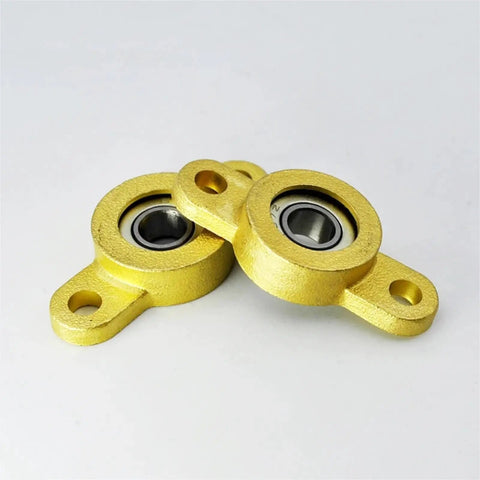 Badass 2 Pc Micro Pillow Block Bearing Set With Self Aligning Design Heavy Duty Cast Iron Housing Plus Chrome Steel Insert Fits 5 To 10mm Shafts Low Noise Rotation Great For Diy Projects High Load Capacity Works Like New Smooth Vibe, two yellow pillow block bearings
