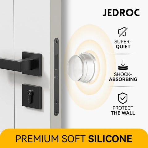 Heavy Duty Clear Silicone Door Stoppers Built Like A Tank With Solid One Inch Base Mega Large Wall Protectors near door handle.