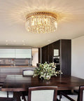 8 Light Crystal Chandelier With K9 Crystals Modern Flush Mount Ceiling Light Fixture For Bedroom Dining Living Room LED Compatible G9 Bulbs Not Included