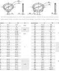 Size chart for 340 To 910 Piece M3 To M20 Assortment Kit Set Black 65Mn Stainless Steel External Circlips Snap Rings