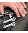 Double Layer Explosion Proof Zipper Pull Replacement Tabs With Lock Hole For Suitcase Luggage Repair being installed