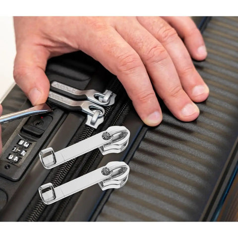 Double Layer Explosion Proof Zipper Pull Replacement Tabs With Lock Hole For Suitcase Luggage Repair being installed
