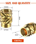 150 Pieces M2 Brass Heat Set Inserts With Knurled Bodies For Plastic Parts Great For 3D Printing Projects Use Heat To Install In Plastic Components M2 4 Three Point Two Millimeter showing dimensions