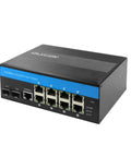 8 Port PoE Plus Industrial Gigabit Ethernet Layer 2 Managed Switch with 8 Gigabit Ports, 2 SFP Slots, for rugged environments.