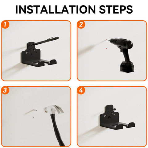 Installation steps for Heavy Duty Wall Mounted Garage Tool Organizer Rack For Grass Trimmers Hedge Trimmers Weed Whackers And Garden Tools