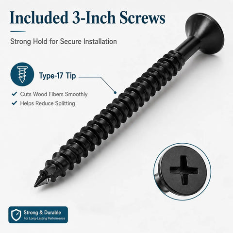 Included 3-inch screw with type-17 tip for secure installation, ideal for Universal Door Strike Shim Kit use.