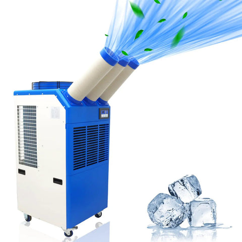 Heavy Duty Portable Air Conditioner That Kicks Butt On Roasting Days With Blistering 22178 Btu Cooling And Snappy 910 Cubic Meter Per Hour Airflow For Garage Workshops And Patios with multiple air outlets.