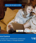Couple using Smart 3 Way Dimmer Switch Kit With Matter Compatible for Alexa with laptop and smart speaker on couch