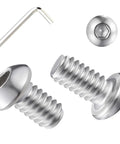 Stainless Steel 304 Button Head Hex Socket Bolts Fully Threaded Screws Quarter Inch Diameter Twenty Threads Per Inch By Five Eighth Inch Length Bright Silver Pack Of Twenty Rust Proof For Furniture Assembly DIY Projects And Machinery Repair with Allen key