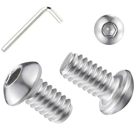 Stainless Steel 304 Button Head Hex Socket Bolts Fully Threaded Screws Quarter Inch Diameter Twenty Threads Per Inch By Five Eighth Inch Length Bright Silver Pack Of Twenty Rust Proof For Furniture Assembly DIY Projects And Machinery Repair with Allen key