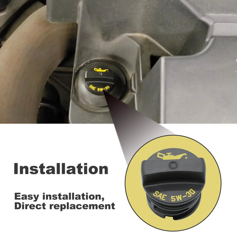 Engine Oil Filler Cap For Ford Explorer Edge Escape Fusion Focus Transit Connect Fiesta Mustang Transit Lincoln MKX MKT MKZ MKC Replacement YS4Z-6766-F Premium Durable Easy Fit High Strength PA66-GF30 installed in engine
