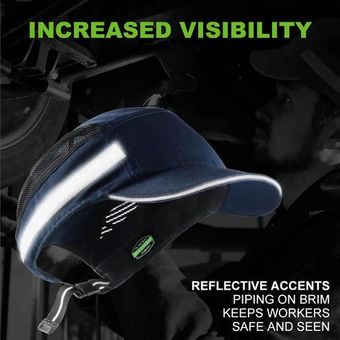 Bump Cap Safety Hat With Reflective Stripes Baseball Cap Style Hard Hat Lightweight Head Protection for visibility