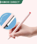 Two Pack Gel Pens With Cute Heart Design In Pink Ink Includes Four Extra Black Refills A Go-To Stationery Set shown in hand