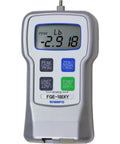 Built Like A Tank Digital Force Gauge For Pull Or Push Tests, 100 Lb Range With 50 Kg And 500 N, 4 Digit LCD Display, 0.2 Percent Accuracy, Peak Hold Mode, Ultra Fast 1000 Hz Updates, CE RoHS Certified silver handheld force gauge with LCD and buttons