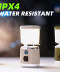 Hella Bright 1000 Lumen Rechargeable LED Camping Lantern With Four Light Modes, Magnetic Base, displayed as IPX4 Waterproof