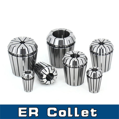 Top Tier ER11 ER16 ER20 Spring Collet Chuck Tool Holder 0.008mm Precision For CNC Milling Machine High Speed Grip shown in various sizes.