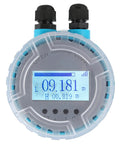 Front view of Top Notch Digital Ultrasonic Level Meter with LED Display showing liquid depth reading, 4 to 20 mA output, DC 24V, 0 to 5 meter depth
