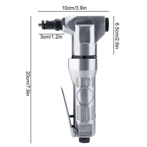 Beast Pro Grade Portable Pneumatic Metal Nibbler Cutter shown with dimensions for precise metal shop work at 2800 RPM