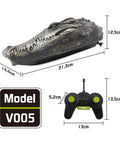 Flytec V005 RC Boat With 2.4G Radio Control Dope Electric Racing Boat realistic crocodile head and dimensions shown with remote.