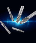 Five-piece Amazon HSS counterbore drill bit set with 4-flute end mills for copper, aluminum, cast iron (front view).