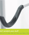 Close-up of padded arm from Rugged Two Bike Gravity Rack For Garage And Home No Drilling Required Fully Adjustable Leaning Wall Space Saver Bike Storage Stand Holds Up To 100 Lbs For Any Style Bicycle Or Ebike.