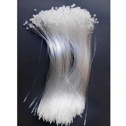 1000 Pc Clear 9 Inch Plastic Hang Tag Fasteners No Sweat Quick Snap Lock Security Loops arranged in a bundle for retail use.