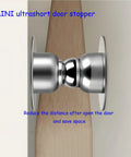 Mini Magnetic Door Stopper 2 Pack, Heavy Duty Stainless Steel Door Stop With Ultra Short Soft Catch, installed on door