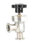 Kf 25 304 stainless steel high-vacuum right-angle bellows isolation valve with black handwheel