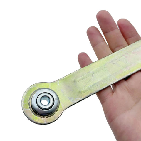 2 Pack Glider Bearing Arm Brackets for Outdoor Rockers 8.9 Inch Overall Length and 7.5 Inch Hole Center Replacement Patio Parts in hand