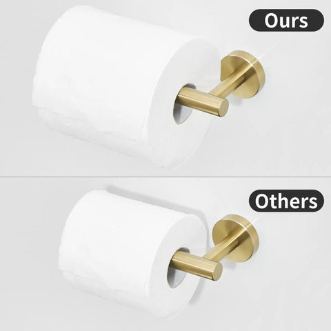 Gold Bathroom Hardware Set With Toilet Paper Holder in Brushed Gold Finish comparing ours vs others.
