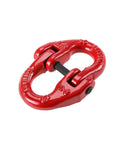 Red G80 alloy steel hammerlock coupling link, 5/16 inch, heavy duty design, for towing and lifting, 4400 pounds working load limit.
