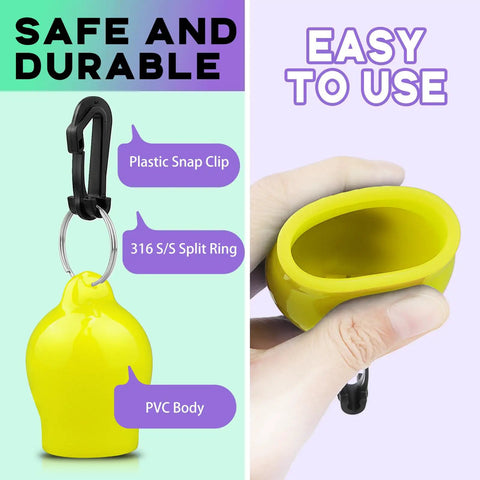 Scuba Regulator Mouthpiece Cover Dust Protector Cap With Stainless Steel Split Ring And Clip, PVC Diving Holder, Yellow Finish