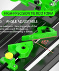 Image of a green universal angle grinder stand converter with workstation bracket, showing 45-degree angle adjustability.