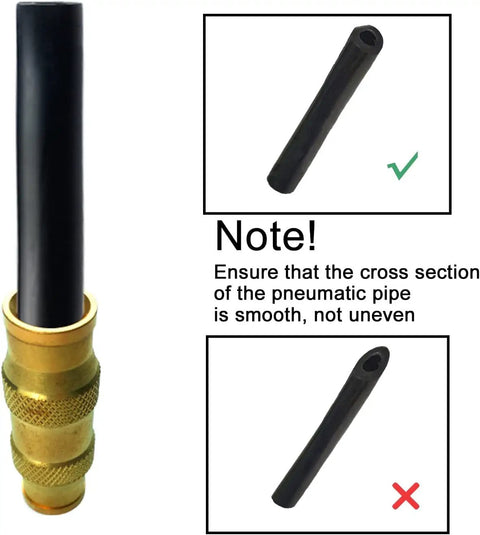 Push To Connect Fittings 1/8 Inch Tube OD Pneumatic And Air Quick Disconnect Set Of 5 instruction diagram for smooth pipe connection.