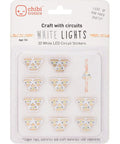 White LED Circuit Sticker Megapack With 30 Waterproof Conductive Paper Stickers in retail packaging, front view.