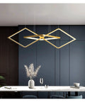Minimalist Modern LED Pendant Lights for Living Room Dining Table LED Pendant Lamp for Home Shops Office Use (Colour: BlackColdWhite Size: L100 cm) (Gold Dimmable Light Bulb L100 cm) hanging above a modern dining table.