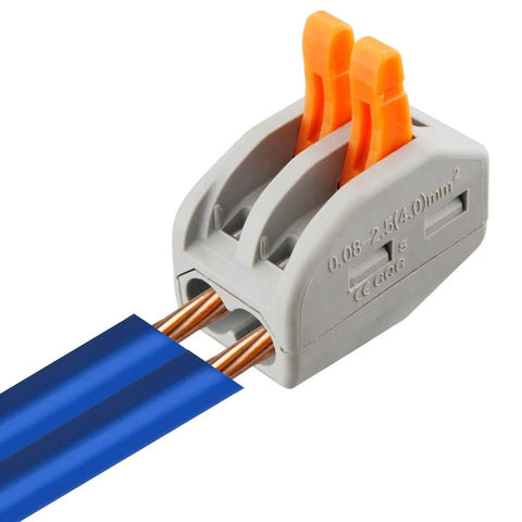 50 Piece Set Lever Wire Connectors Two Conductor Quick Clamp Terminal Blocks Compact Design No Tool Needed Fast Connection For 28 12 AWG Wire