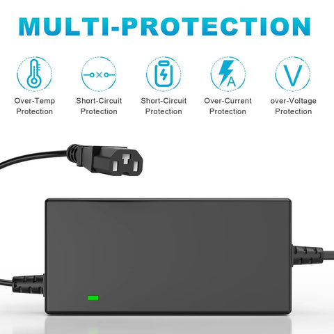 48V Lead Acid Battery Charger For Electric Bicycles And Big Toy E Bikes With 100 To 240V Input And 3 Pin Plug 110W Max 1.8A LED Indicator Red For Charging Green For Full Not For Lithium Ion