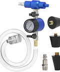 MR CARTOOL coolant vacuum refill kit with pressure gauge, blue regulator, clear tubing, and assorted adapters
