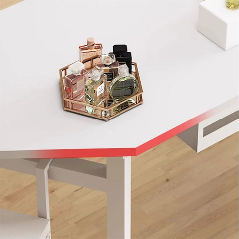 Slick Mobile Computer Desk With Adjustable Height And Glides Like Butter Smooth Casters Built Tough Thickened Platform For Gaming Or Daily Grind Rounded Corners Black Stand with perfume tray.