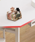Rock Solid Mobile Computer Desk With Smooth Rolling Casters Wide Surface Thickened Gaming Workbench And Heavy Duty Standing Office Desk For Epic Gamer Setup Black featuring a hexagon tray of perfumes.