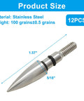 12 Pack Pro Grade Archery Field Points Set With Five Sixteenth Inch Diameter, stainless steel, screw in tip close-up